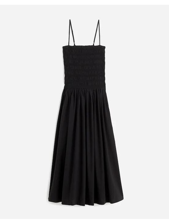 Madewell Black Smocked Bodice Midi Dress Spaghetti Straps - Picture 2 of 10